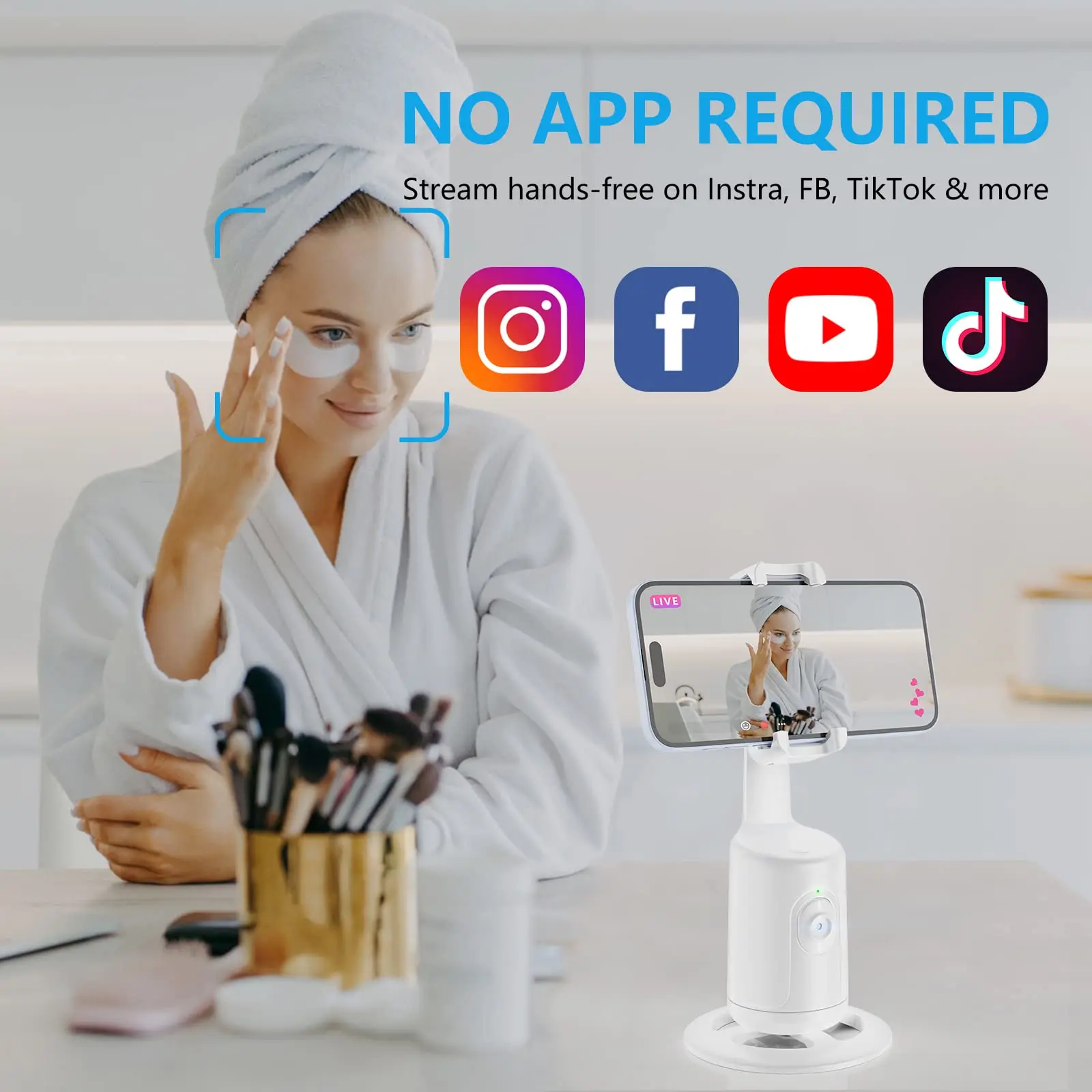 Intelligent Ai New Mini Selfie Stick Automatic Face Tracking Shooting 360 Degree Rotation Follow Live Phone Holder Gimbal