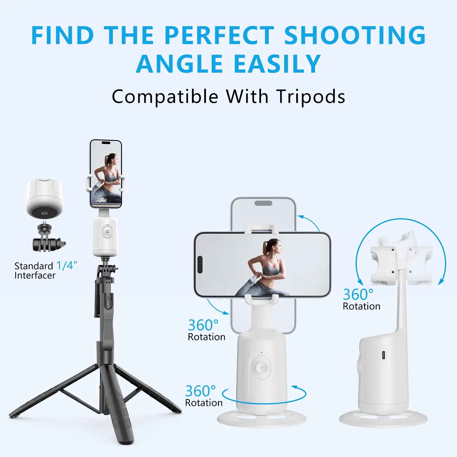 Intelligent Ai New Mini Selfie Stick Automatic Face Tracking Shooting 360 Degree Rotation Follow Live Phone Holder Gimbal