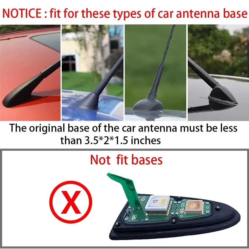 Waterproof Universal Car Radio Antenna Shark Fin Roof Decorative Antenna with Adhesive Tape Base with FM/AM Radio Function