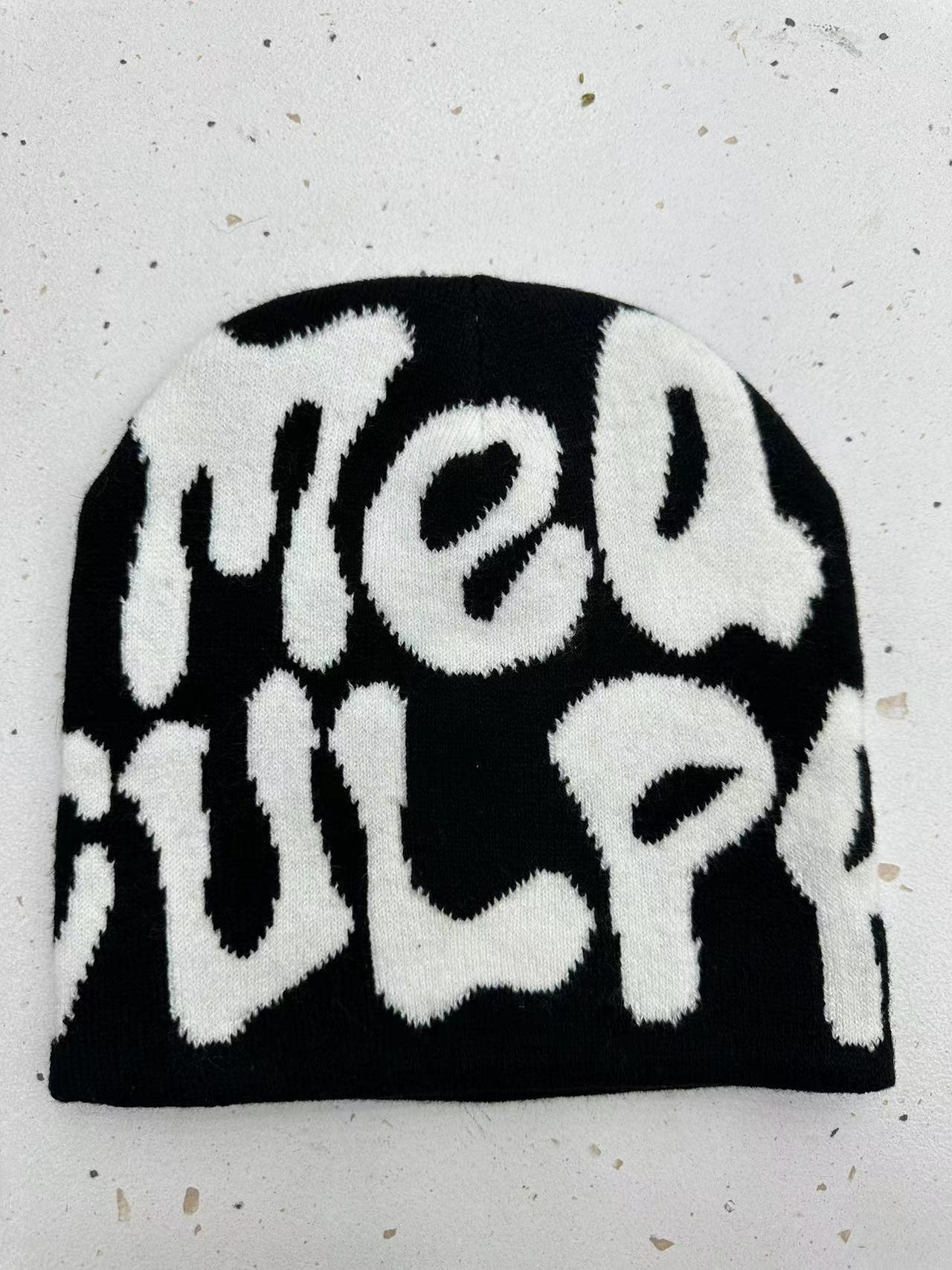 Unisex Foldable Warm Beanie Trend Letter Jacquard Knit Hat Berets 100% Acrylic Warm Knitted Cap