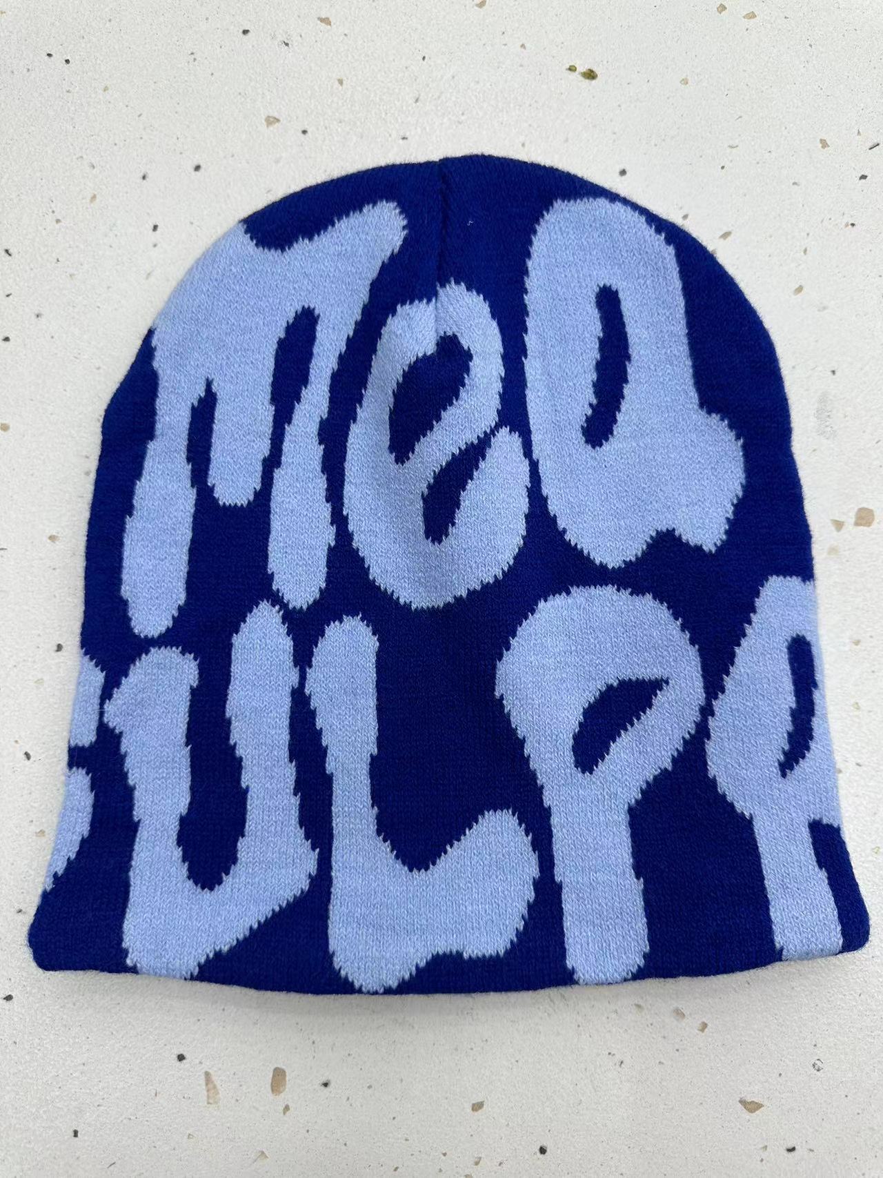 Unisex Foldable Warm Beanie Trend Letter Jacquard Knit Hat Berets 100% Acrylic Warm Knitted Cap
