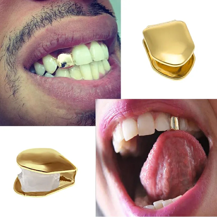 24K Single Tooth Cap Grills Hip Hop Style Teeth Grill Dental Braces Teeth Makeup Tools