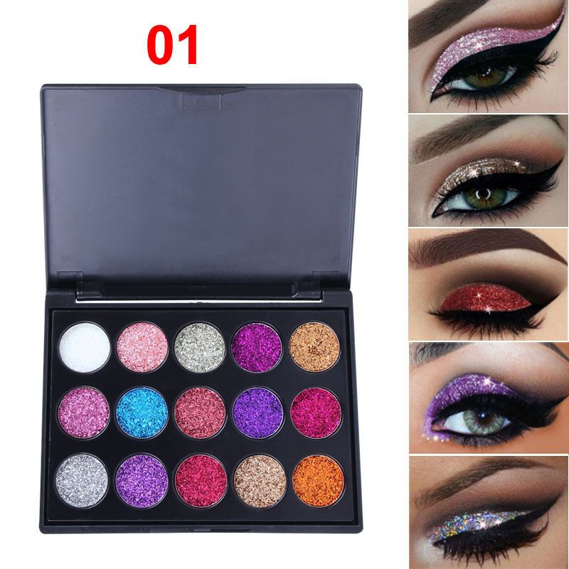 15 Color Glitter Eye Shadow Pallete Eye Makeup Palette Long-lasting Make Up Eyeshadow Palette