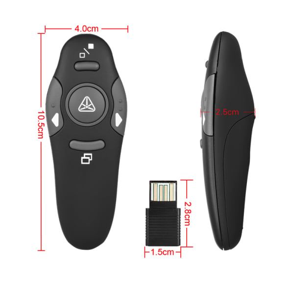 Wireless Presenter Red Light Laser Pointer Pen PPT Presentation 2.4G RF Remote Control Page USB Flip Powerpoint Clicker