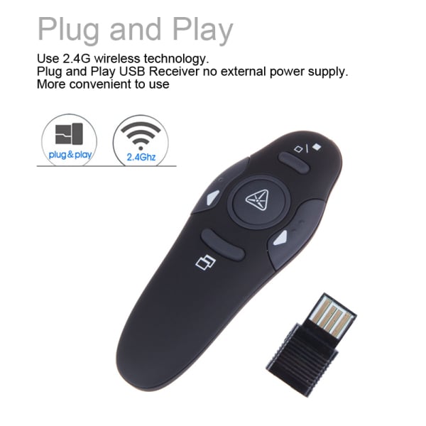 Wireless Presenter Red Light Laser Pointer Pen PPT Presentation 2.4G RF Remote Control Page USB Flip Powerpoint Clicker