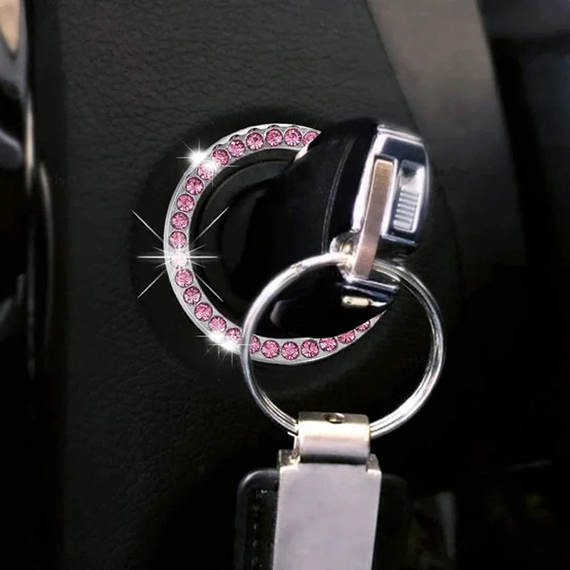 Car Ignition Key Ring Diamond Stickers for Auto Motorcycle Styling Decoration Key Circle Button Car Accessories