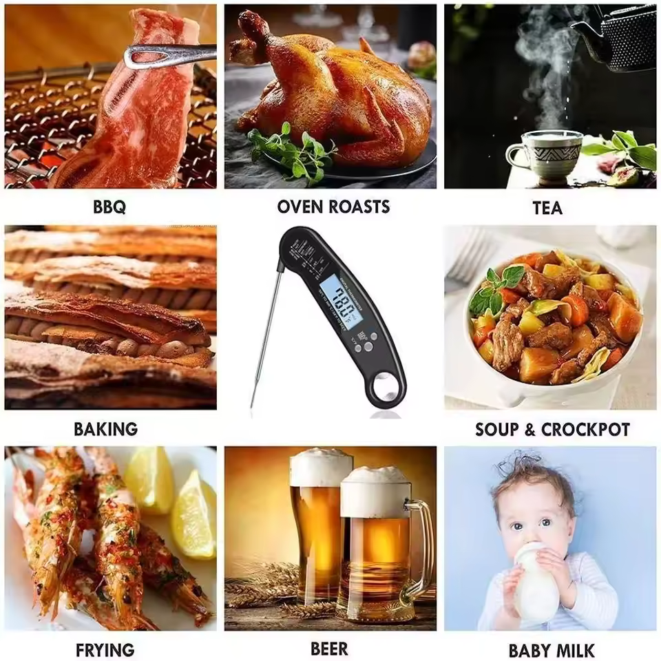 Household barbecue and baking kitchen meat folding portable digital thermometer probe Instant Read Meat Thermometer for Cooking, Fast & Precise Digital Food Thermometer with Backlight, Magnet