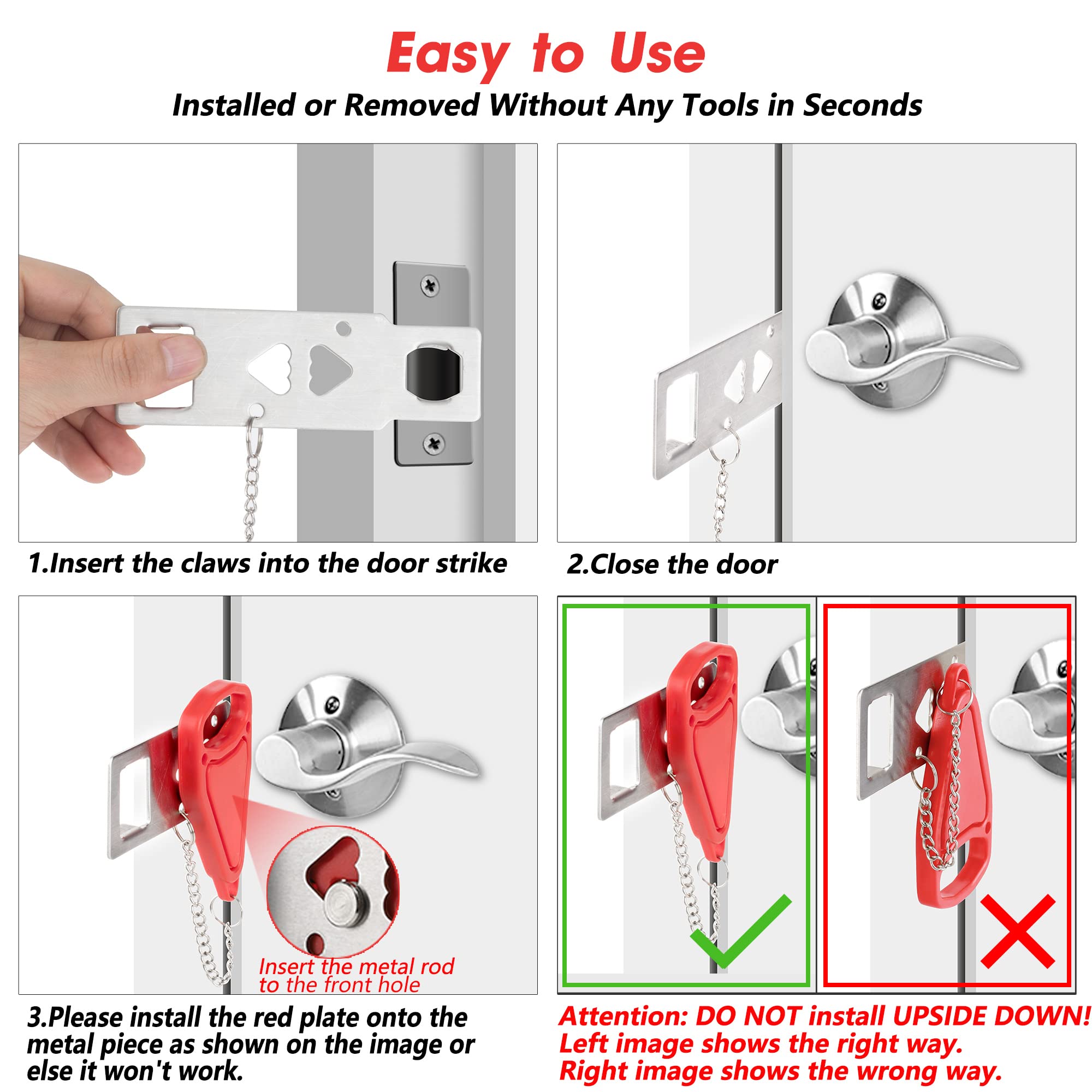 AceMining Portable Door Lock Home Security Door Locker Travel Lockdown Locks for Additional Safety and Privacy Perfect for Traveling Hotel Home Apartment College