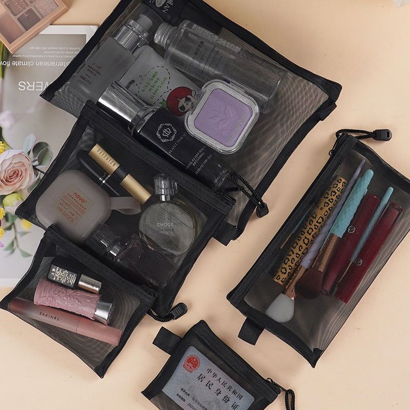 4pcs Ladies Makeup Bag Set Women Nylon Portable Large capacity Travel FBK delivery Multiple sizes Foldable Washable Combination set