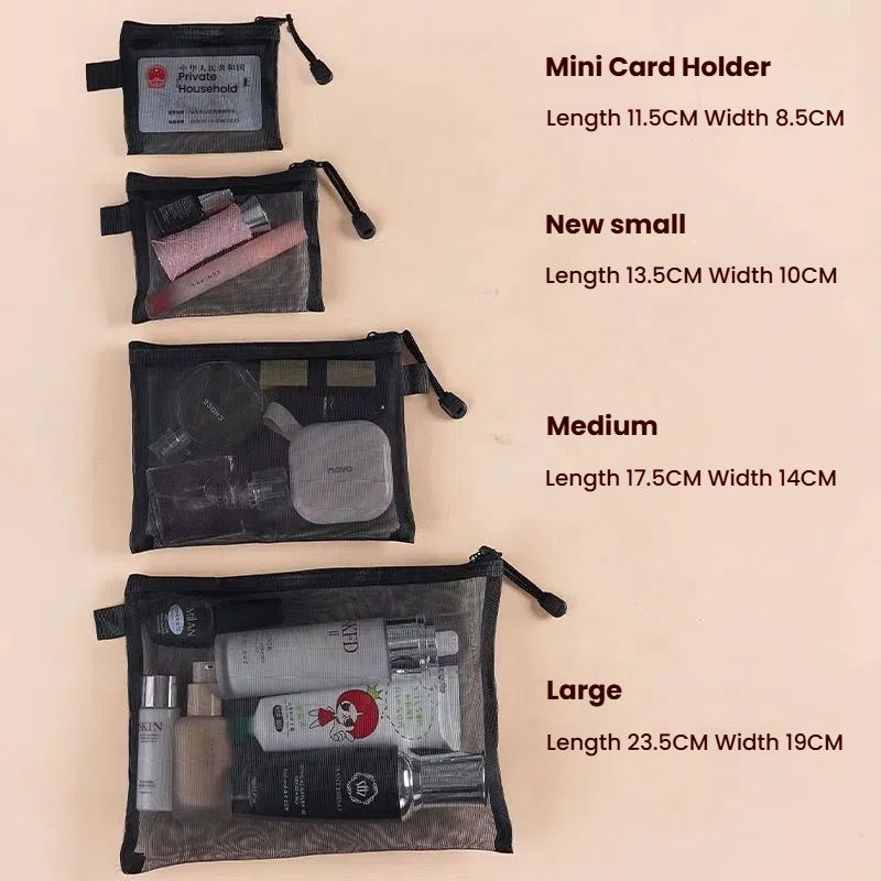 4pcs Ladies Makeup Bag Set Women Nylon Portable Large capacity Travel FBK delivery Multiple sizes Foldable Washable Combination set
