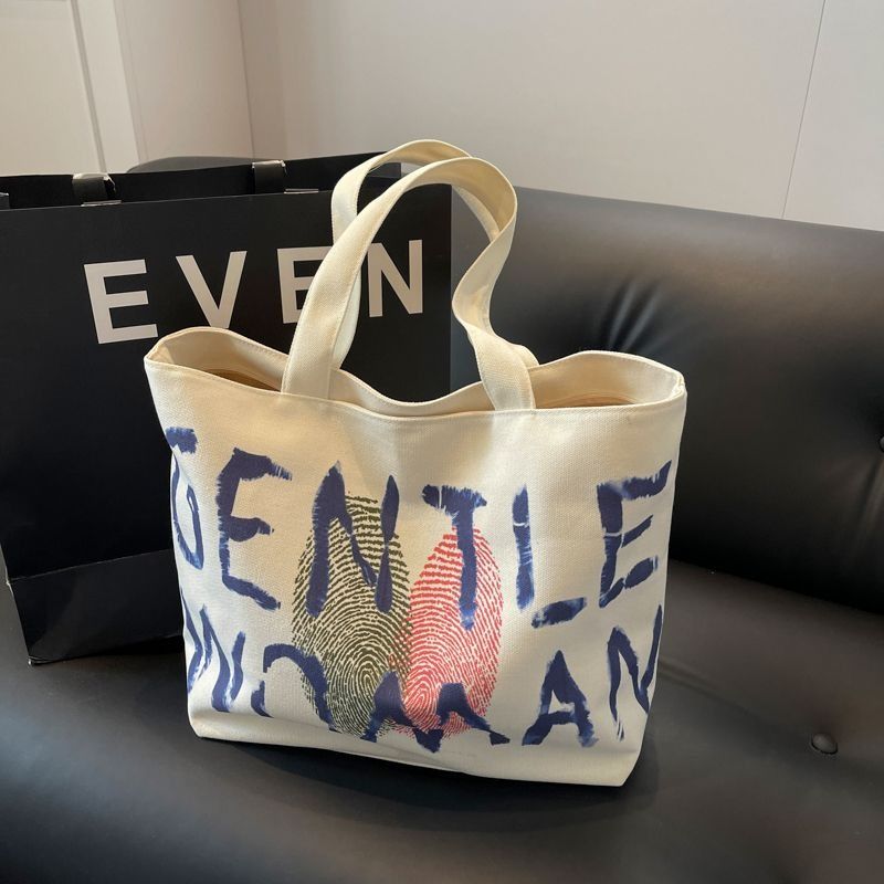 Student Women 2025 Shoulder bag Large capacity Zipper Canvas bag shopping bag Fashion Tote bag Cool shoulder bag FBK delivery Fast Creativity Casual Simple Graffiti
