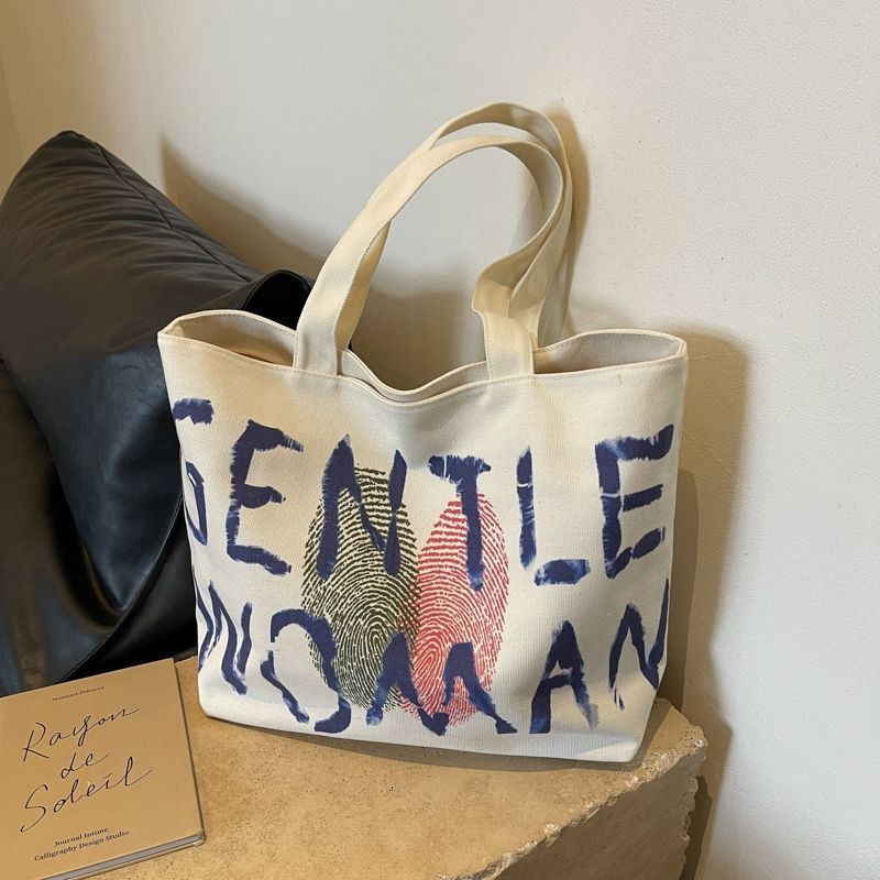 Student Women 2025 Shoulder bag Large capacity Zipper Canvas bag shopping bag Fashion Tote bag Cool shoulder bag FBK delivery Fast Creativity Casual Simple Graffiti