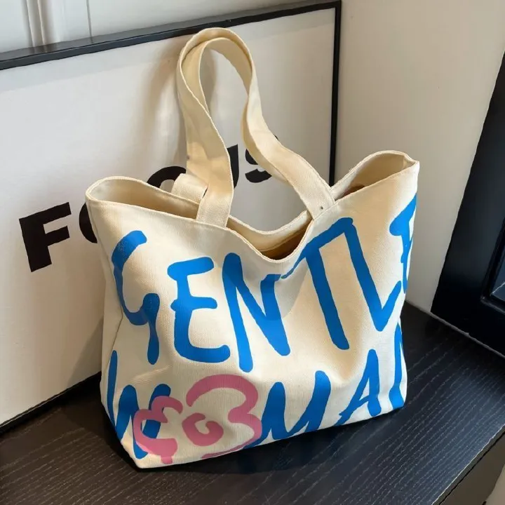 Flower Large capacity Girl Student Women 2025 Shoulder bag Zipper Canvas bag shopping bag Fashion Casual Simple Tote bag shoulder bag FBK delivery Fast Creativity
