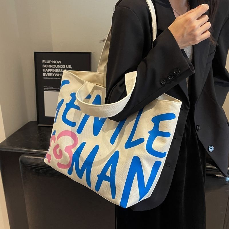 Flower Large capacity Girl Student Women 2025 Shoulder bag Zipper Canvas bag shopping bag Fashion Casual Simple Tote bag shoulder bag FBK delivery Fast Creativity