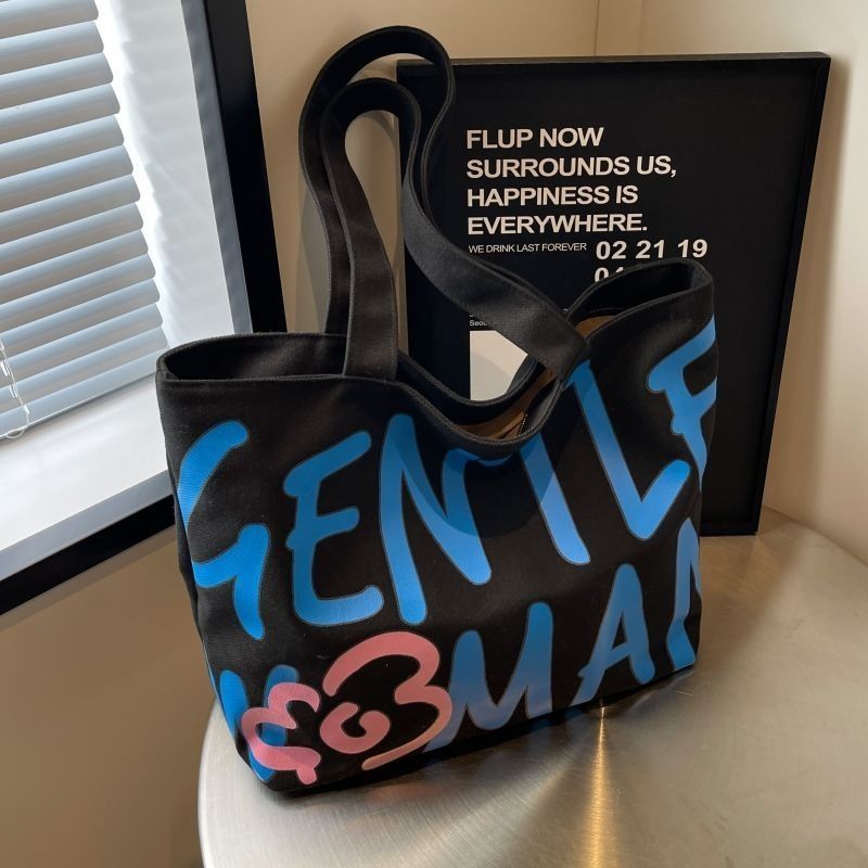 Flower Large capacity Girl Student Women 2025 Shoulder bag Zipper Canvas bag shopping bag Fashion Casual Simple Tote bag shoulder bag FBK delivery Fast Creativity
