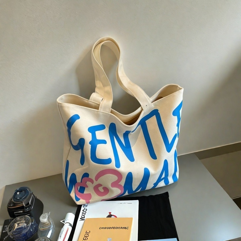 Flower Large capacity Girl Student Women 2025 Shoulder bag Zipper Canvas bag shopping bag Fashion Casual Simple Tote bag shoulder bag FBK delivery Fast Creativity