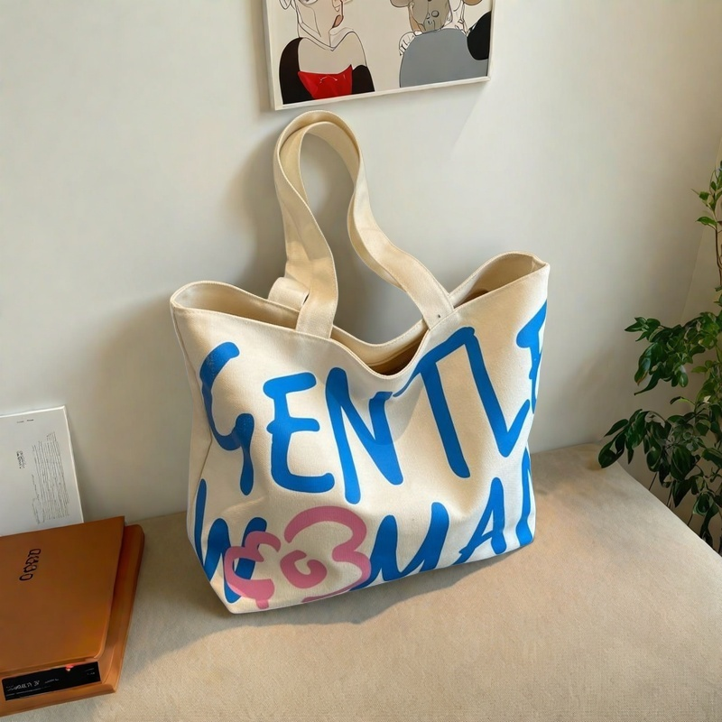 Flower Large capacity Girl Student Women 2025 Shoulder bag Zipper Canvas bag shopping bag Fashion Casual Simple Tote bag shoulder bag FBK delivery Fast Creativity