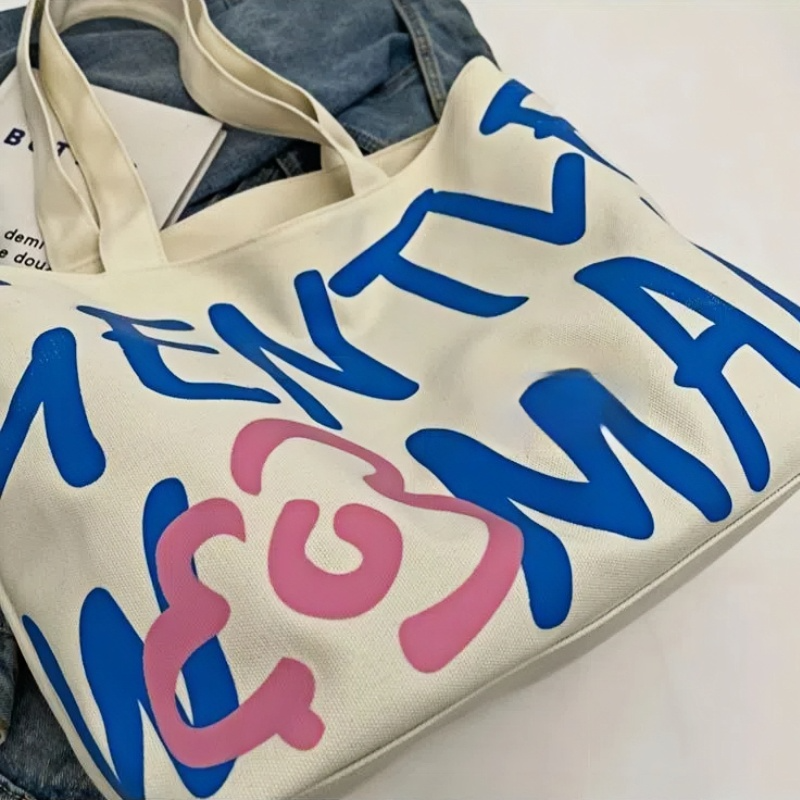 Flower Large capacity Girl Student Women 2025 Shoulder bag Zipper Canvas bag shopping bag Fashion Casual Simple Tote bag shoulder bag FBK delivery Fast Creativity