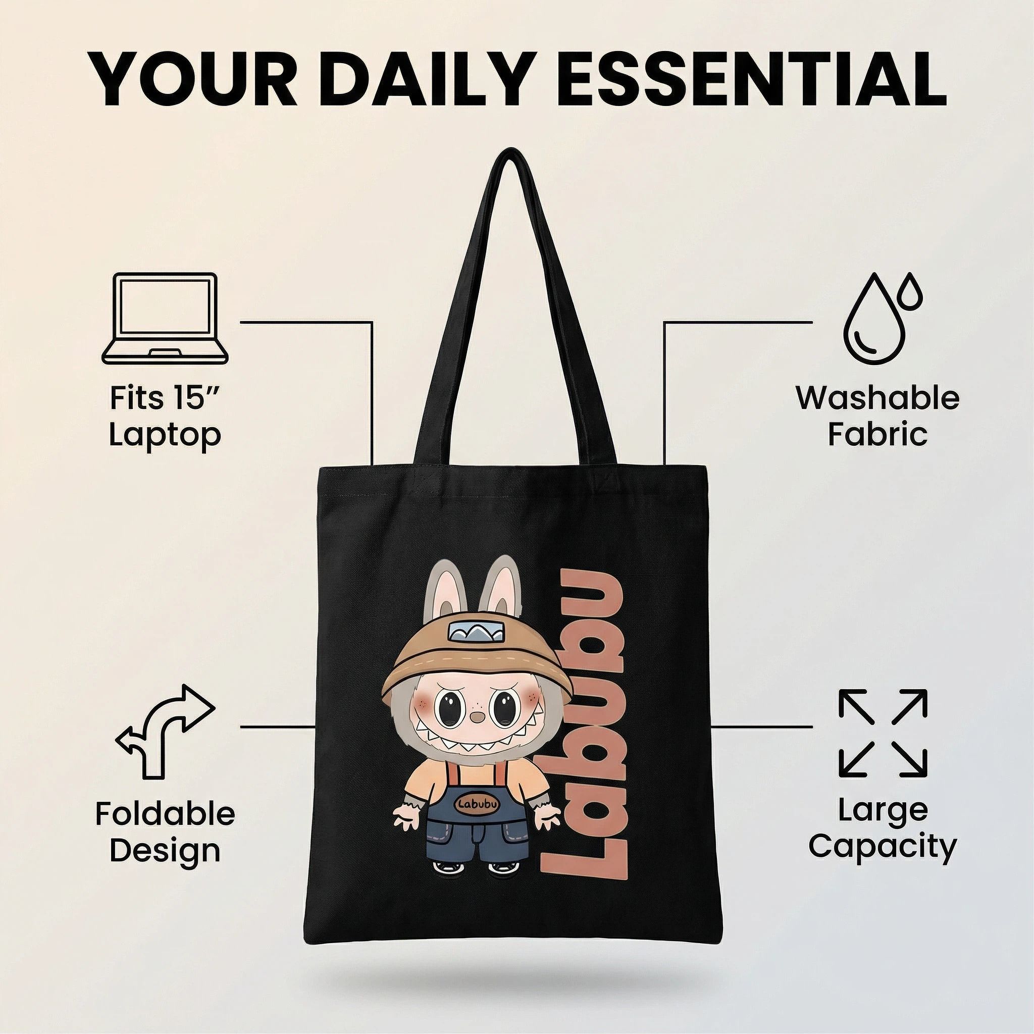 Canvas Tote Bag for Women Large Capacity Shoulder Bag Fashion Casual Durable Daily Handbag Shopping Bag FBK