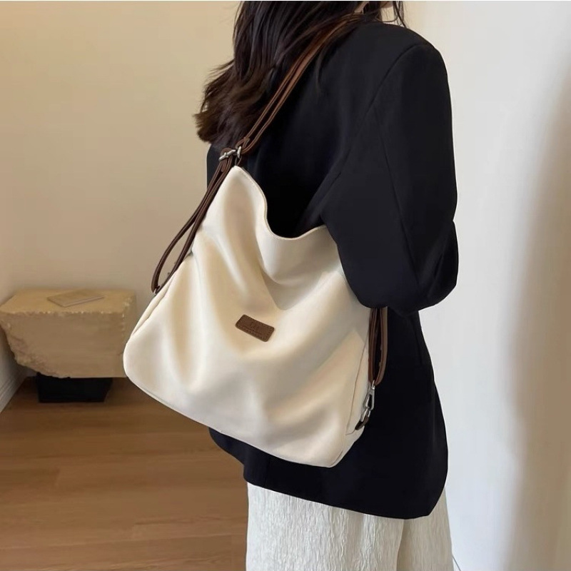 Premium Canvas Tote Bag Women Large Capacity 3-Way Shoulder Crossbody Backpack Fashion Casual School Bag for Work Shopping Travel FBK