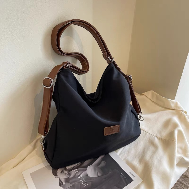 Premium Canvas Tote Bag Women Large Capacity 3-Way Shoulder Crossbody Backpack Fashion Casual School Bag for Work Shopping Travel FBK