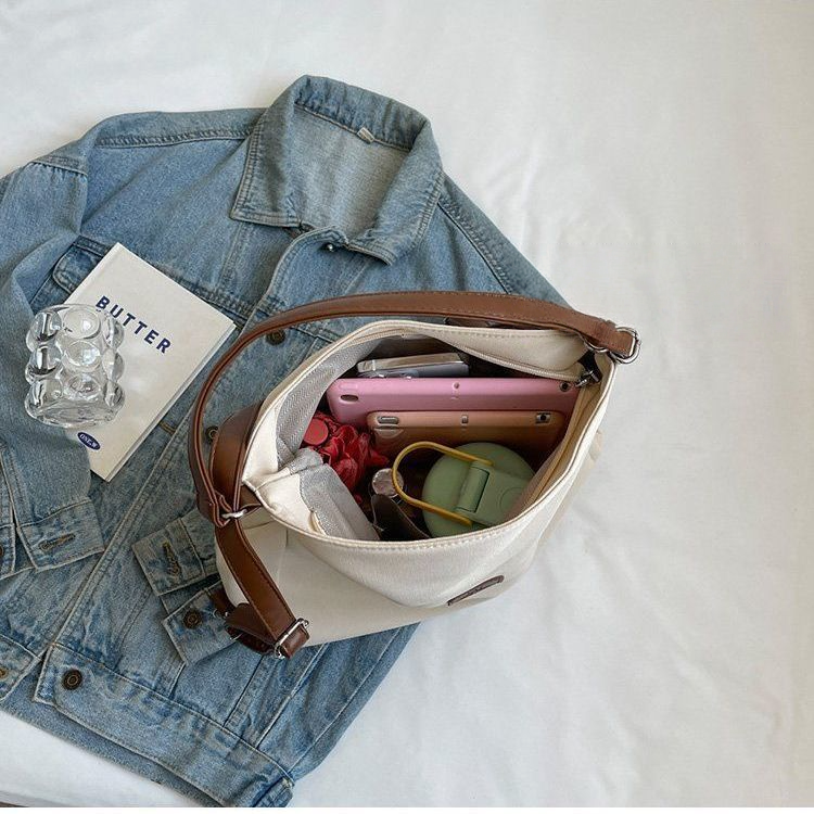 Premium Canvas Tote Bag Women Large Capacity 3-Way Shoulder Crossbody Backpack Fashion Casual School Bag for Work Shopping Travel FBK