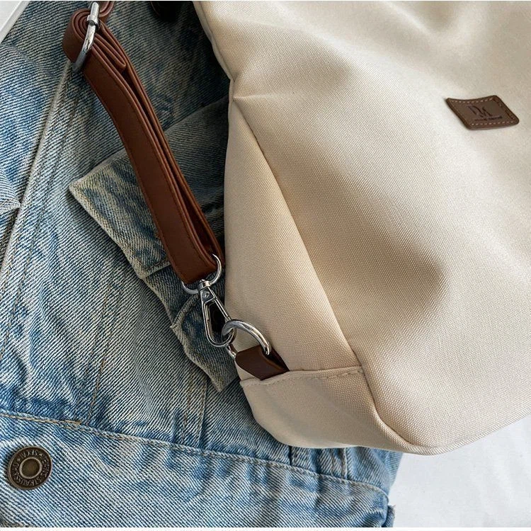 Premium Canvas Tote Bag Women Large Capacity 3-Way Shoulder Crossbody Backpack Fashion Casual School Bag for Work Shopping Travel FBK