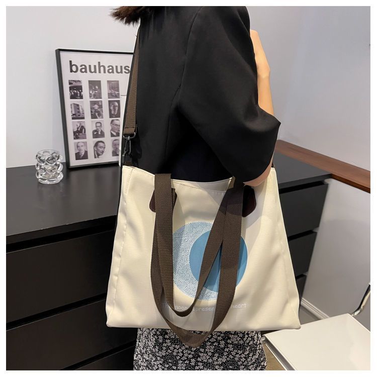 Premium Canvas Tote Bag Women Large Capacity with Zipper Lining Comfortable Fabric Multi-scene Shoulder Bag Fashion School Item