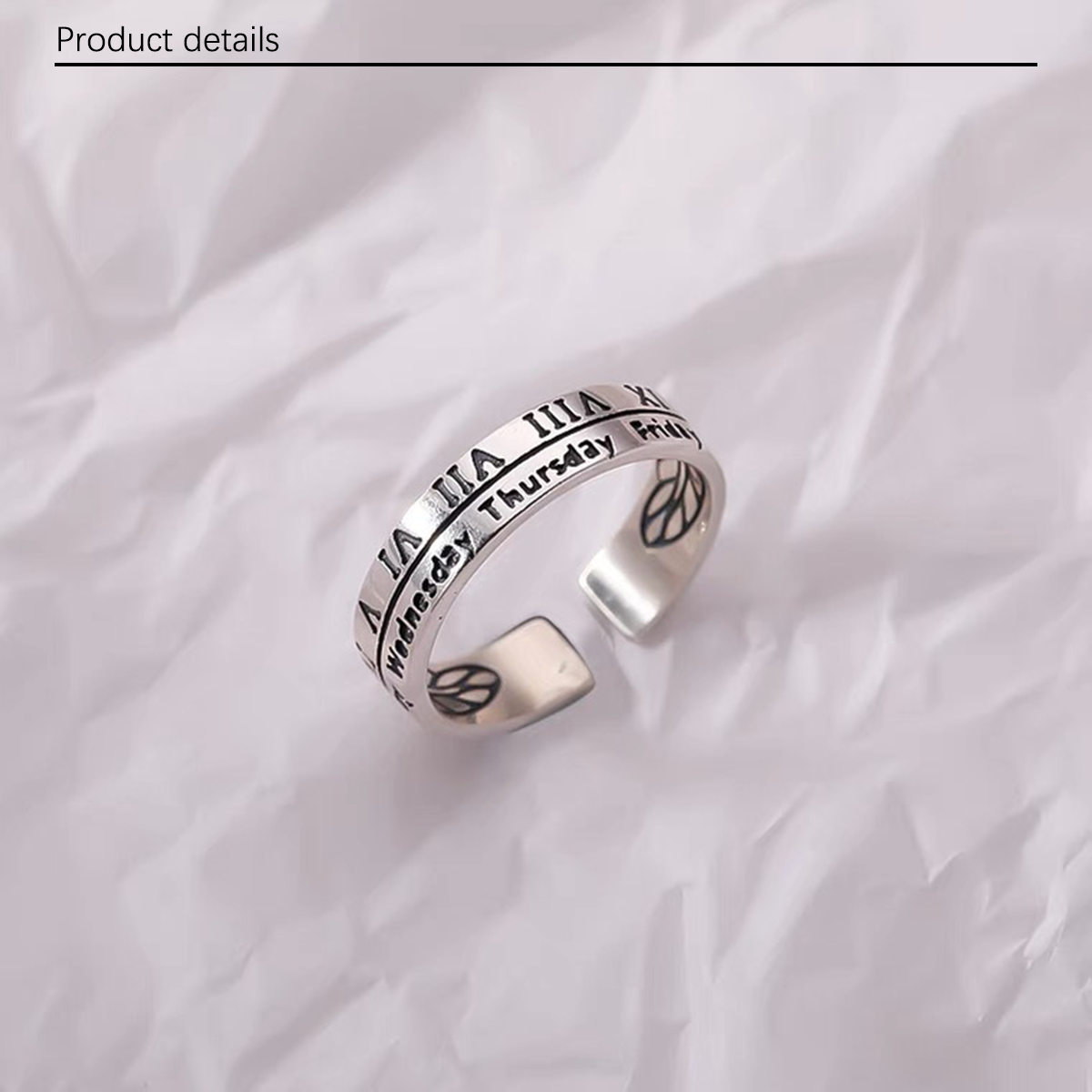 2pcs/1set European and American Instagram Cool Wind Alloy Retro Roman Digital Ring, Small Design, Men's and Women's Couple Ring, Ring and Tail Ring