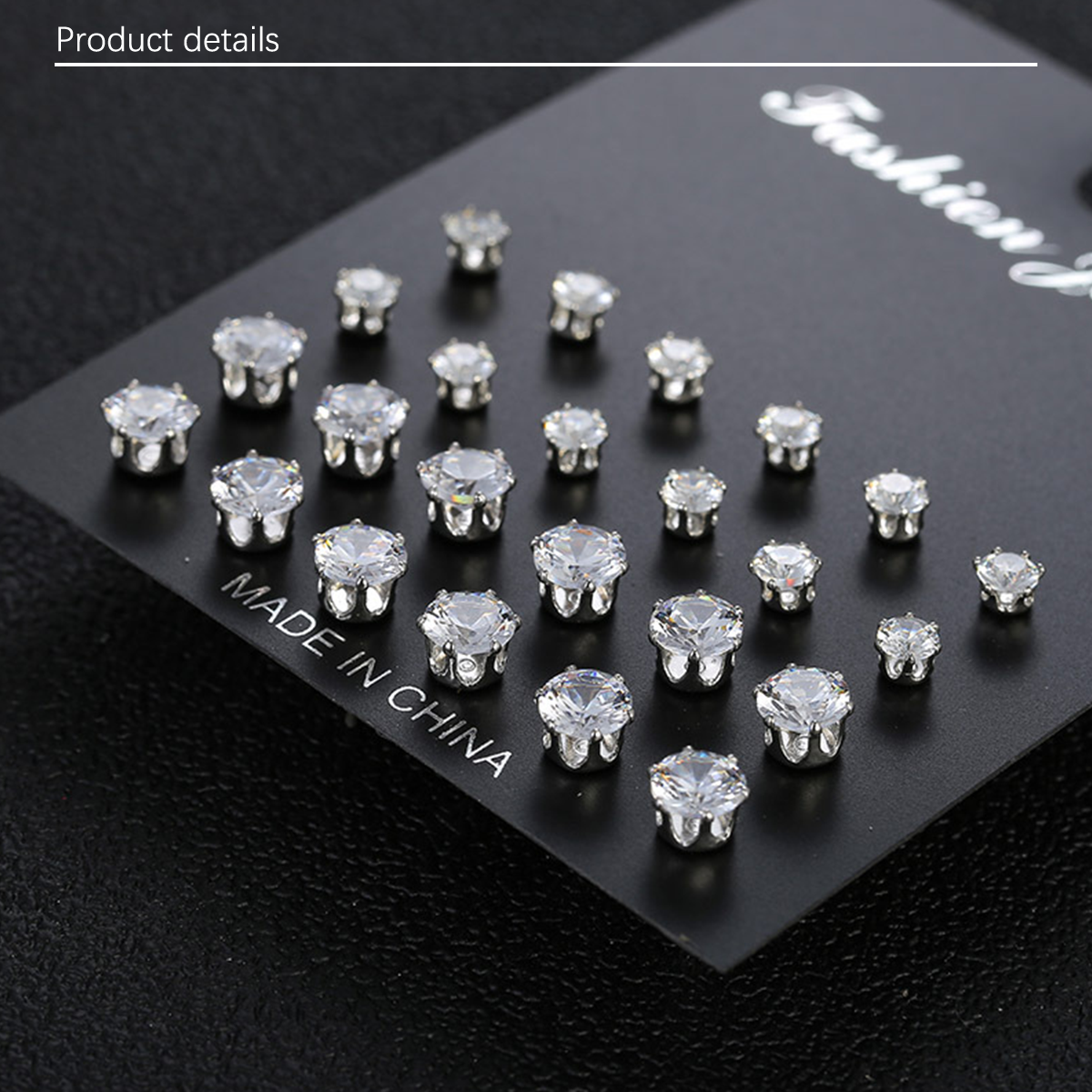 12 pairs of fashionable, luxurious, minimalist, shiny, and caring zircon decorative earring sets from Europe and America, suitable for giving as gifts to parties, parties, holiday
