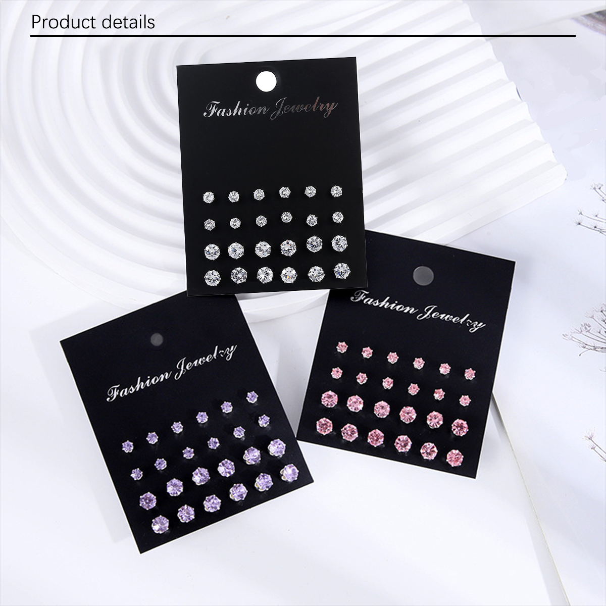 12 pairs of fashionable, luxurious, minimalist, shiny, and caring zircon decorative earring sets from Europe and America, suitable for giving as gifts to parties, parties, holiday