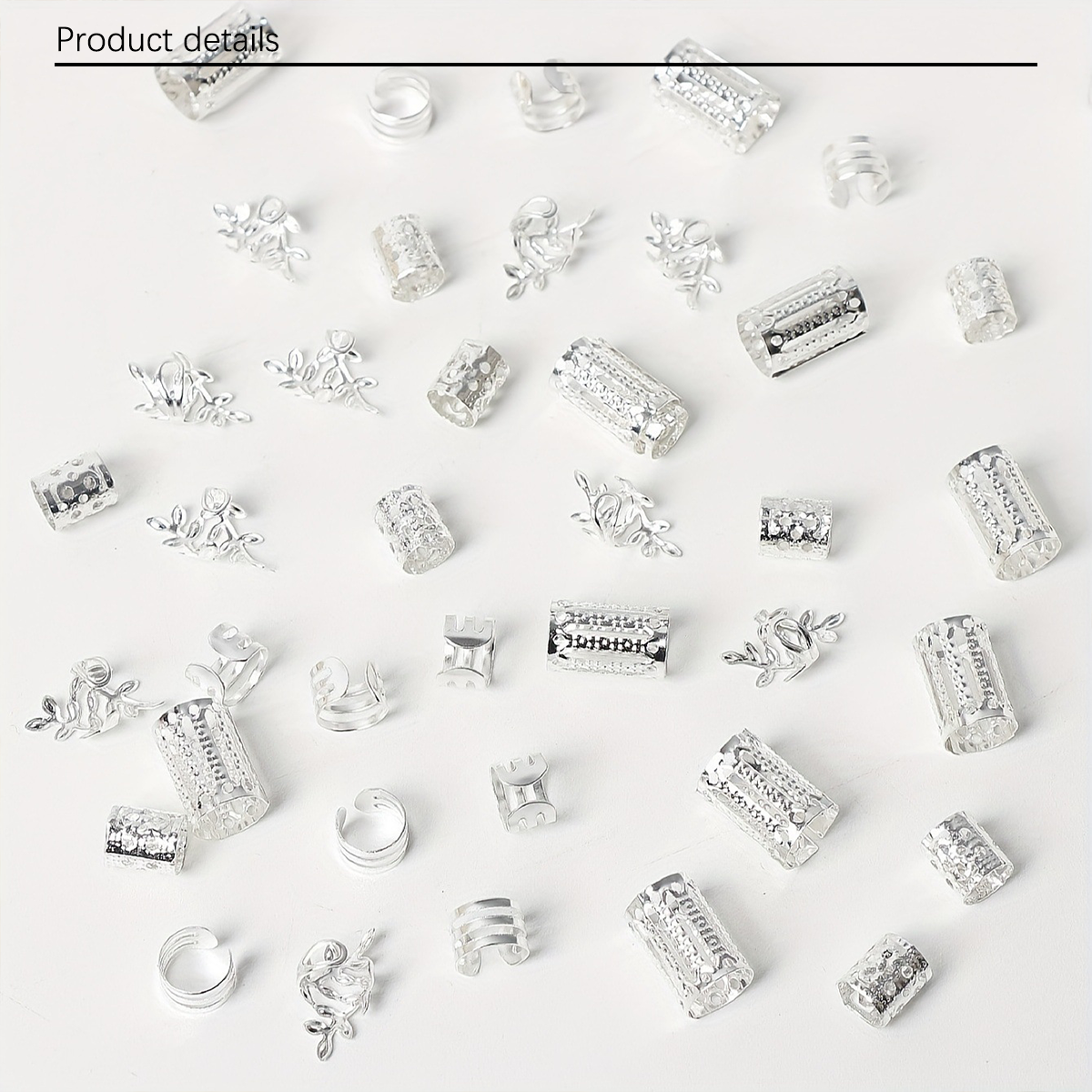 40pcs Hollow Out Hair Ring,Dreadlocks Beads Hair Braid Rings Clips Dread Locks Hair Braiding Metal Cuffs Decoration/Accessories Jewelry, Unisex Boho
