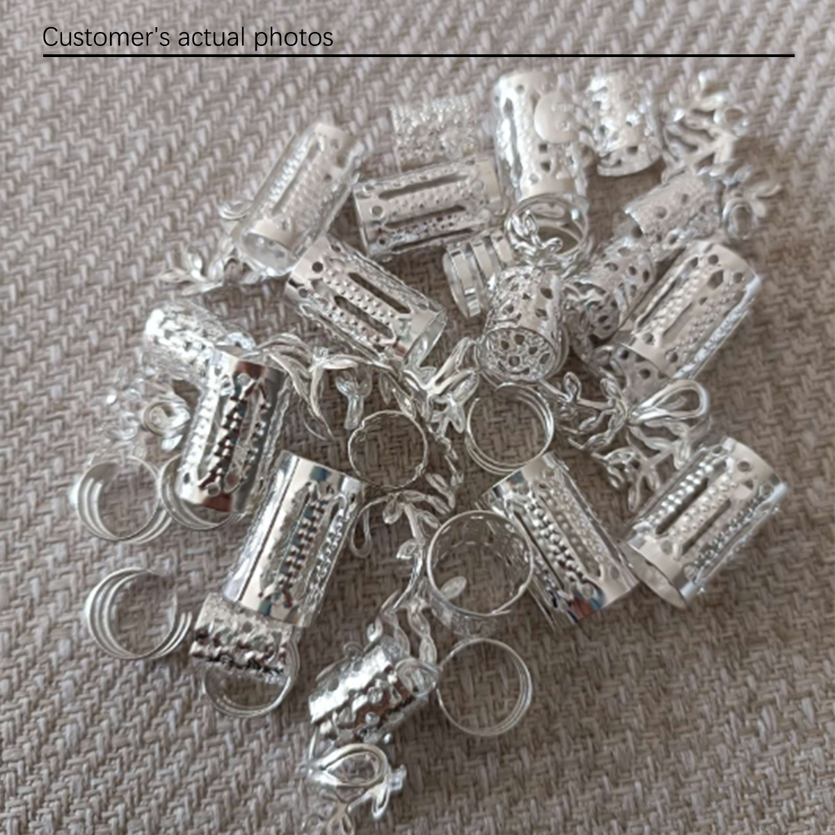 40pcs Hollow Out Hair Ring,Dreadlocks Beads Hair Braid Rings Clips Dread Locks Hair Braiding Metal Cuffs Decoration/Accessories Jewelry, Unisex Boho