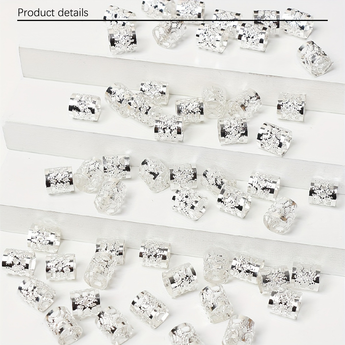 60pcs Hollow Out Hair Ring,Dreadlocks Beads Hair Braid Rings Clips Dread Locks Hair Braiding Metal Cuffs Decoration/Accessories Jewelry, Unisex Boho