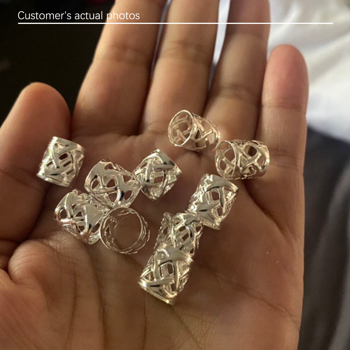 60pcs Hollow Out Hair Ring,Dreadlocks Beads Hair Braid Rings Clips Dread Locks Hair Braiding Metal Cuffs Decoration/Accessories Jewelry, Unisex Boho