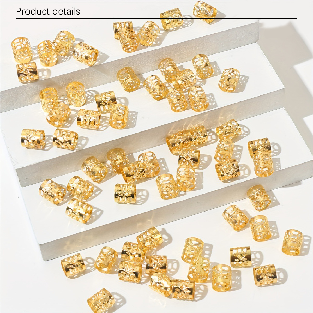 60pcs Hollow Out Hair Ring,Dreadlocks Beads Hair Braid Rings Clips Dread Locks Hair Braiding Metal Cuffs Decoration/Accessories Jewelry, Unisex Boho