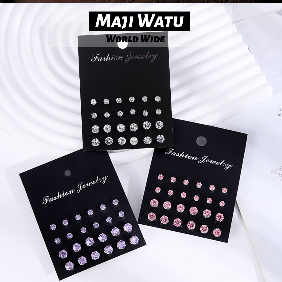 12 pairs of fashionable, luxurious, minimalist, shiny, and caring zircon decorative earring sets from Europe and America, suitable for giving as gifts to parties, parties, holiday