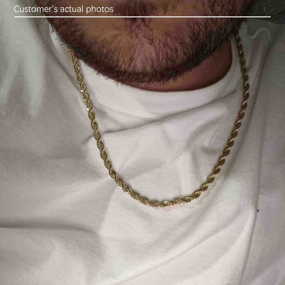 1pc cross-border European and American men's 3mm Fried Dough Twists chain hip-hop trend chain twisted rope chain with chain men's necklace