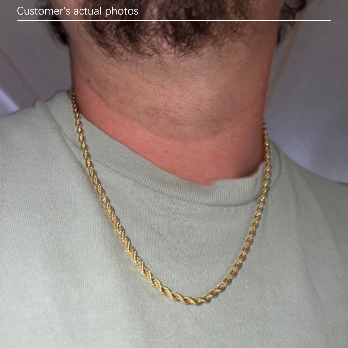 1pc cross-border European and American men's 3mm Fried Dough Twists chain hip-hop trend chain twisted rope chain with chain men's necklace