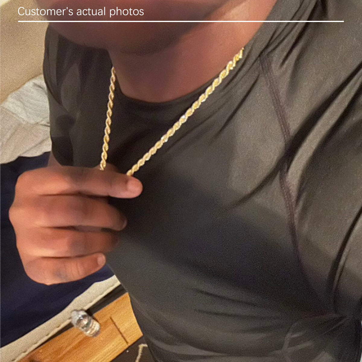 1pc cross-border European and American men's 3mm Fried Dough Twists chain hip-hop trend chain twisted rope chain with chain men's necklace