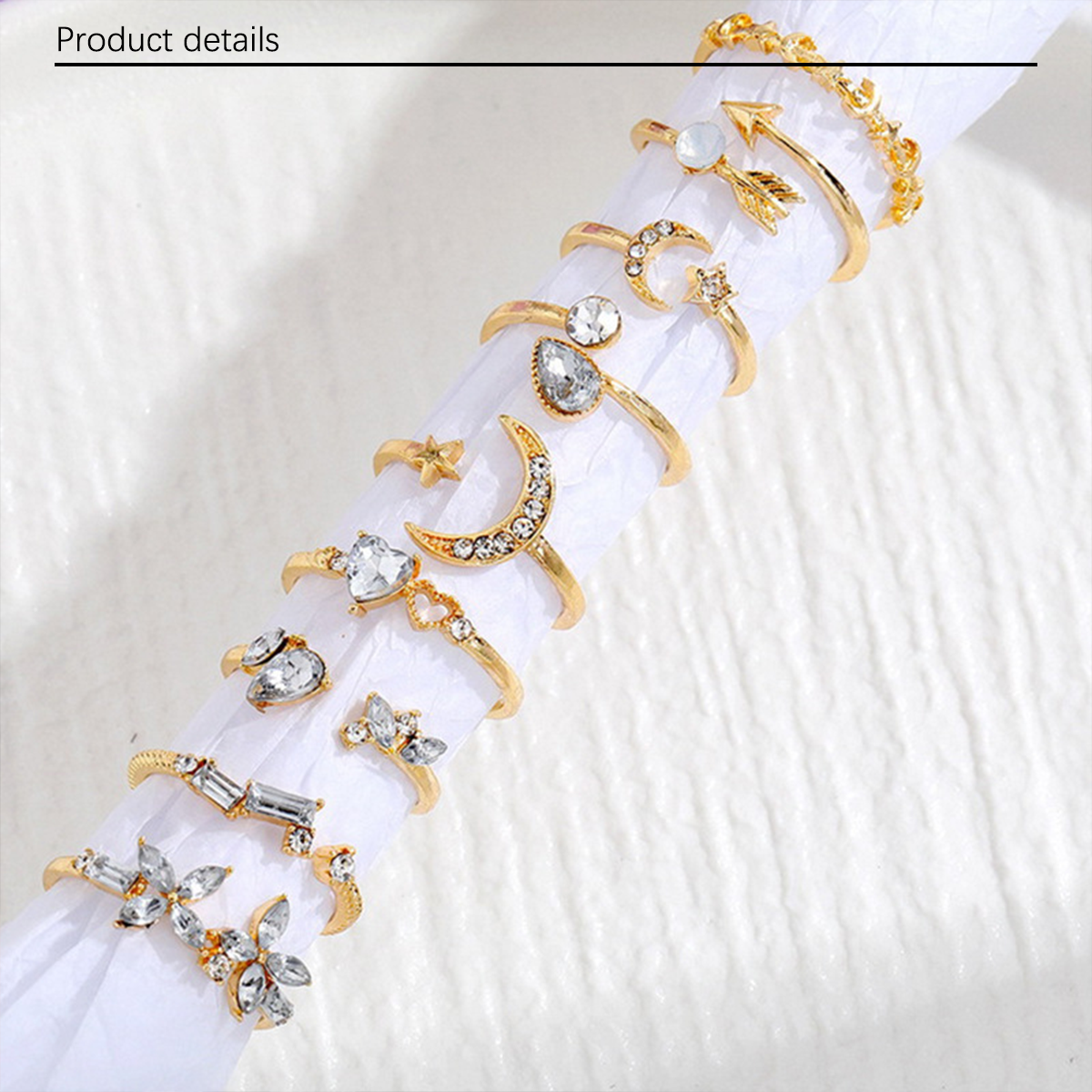 European and American Cross border New Set Ring Personalized 9-Piece Love Butterfly Star Moon Diamond Combination Set Ring for Women