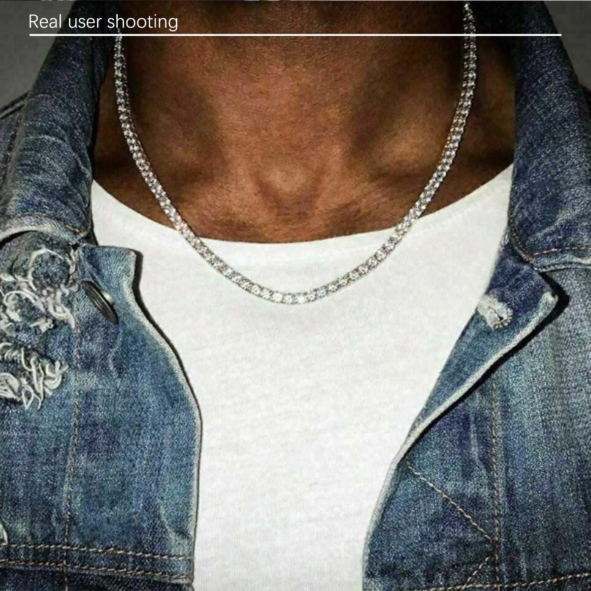 1pc men's diamond studded square claw chain rhinestone necklace, hip-hop rhinestone necklace, fashionable and popular bracelet