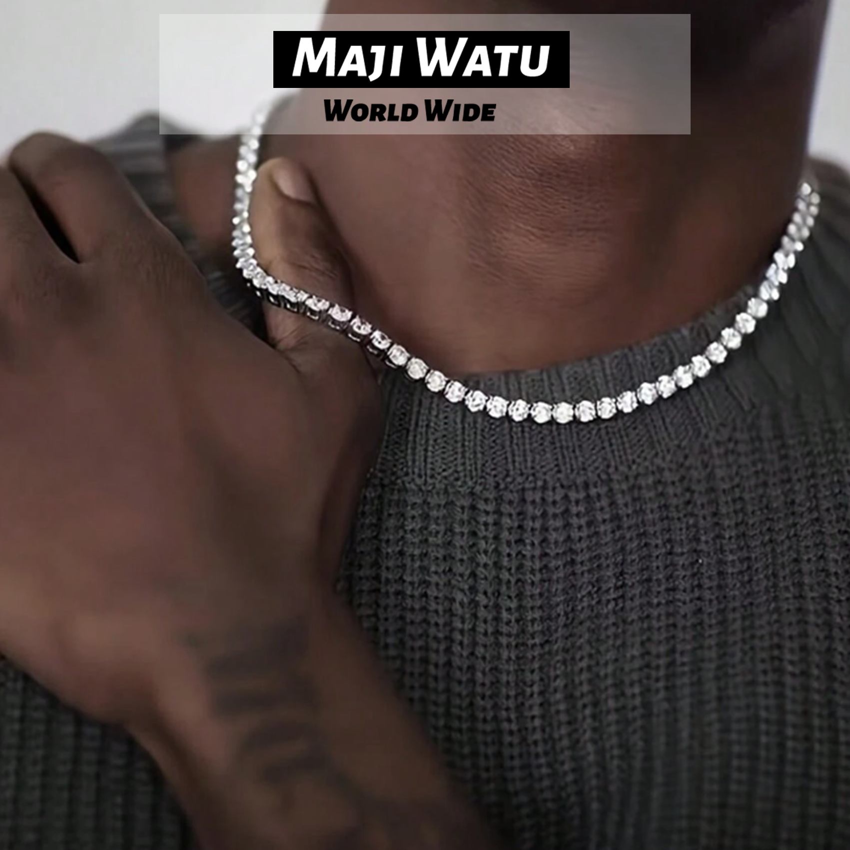 1pc men's diamond studded square claw chain rhinestone necklace, hip-hop rhinestone necklace, fashionable and popular bracelet