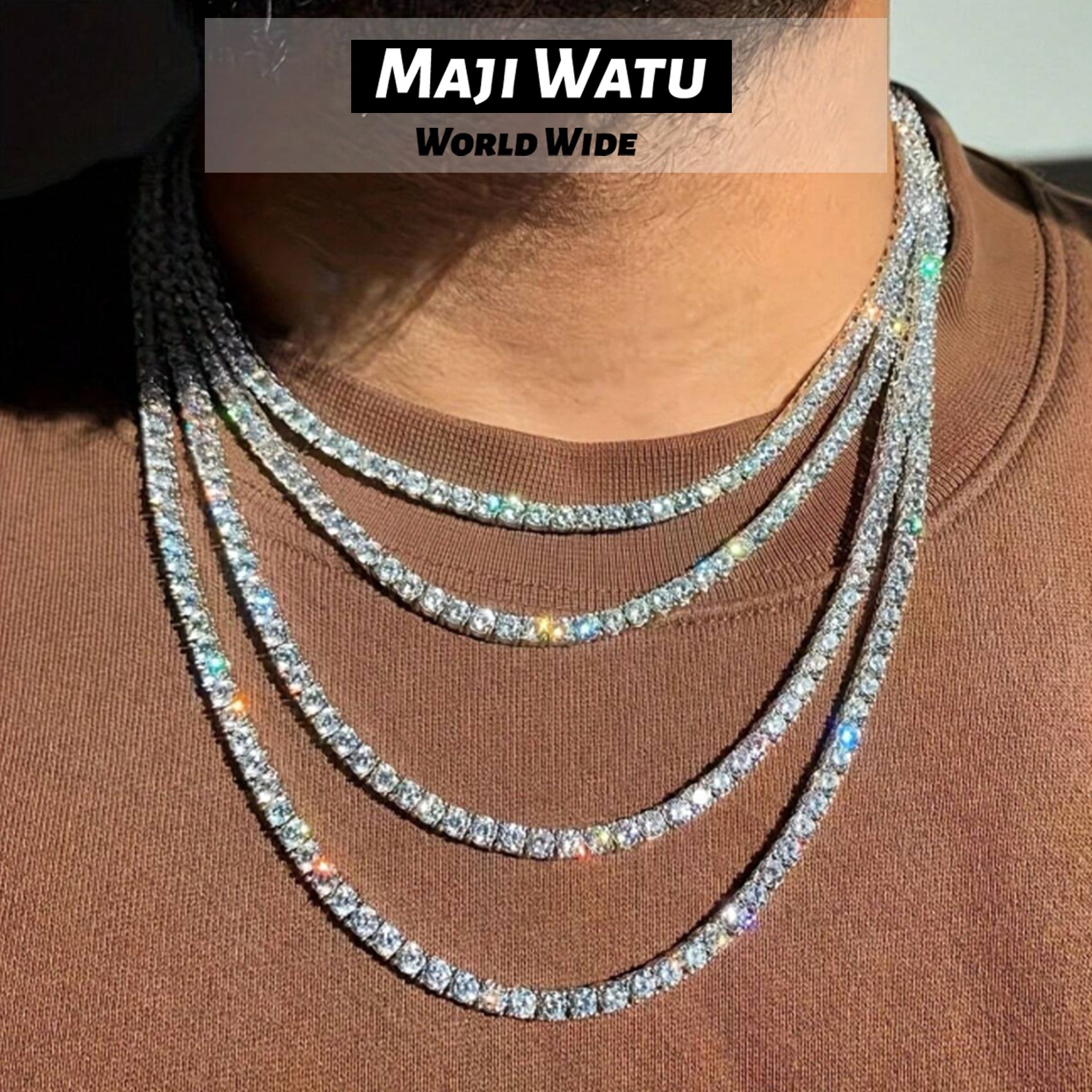 1pc men's diamond studded square claw chain rhinestone necklace, hip-hop rhinestone necklace, fashionable and popular bracelet