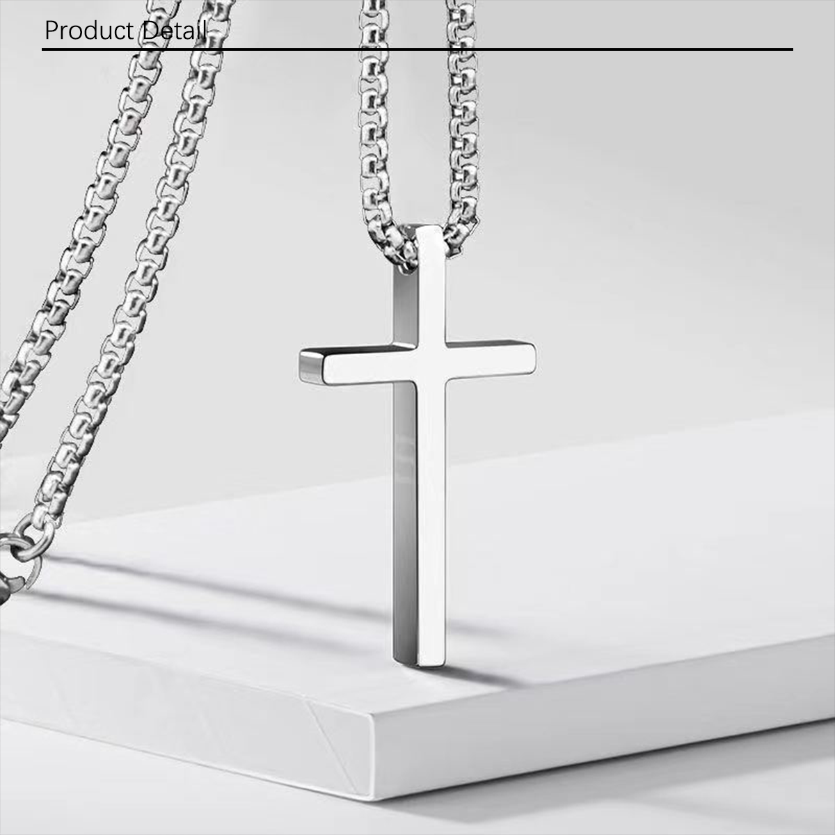 1pc American style new titanium steel cross necklace for men's fashion, versatile stainless steel cross pendant, sweater chain accessory