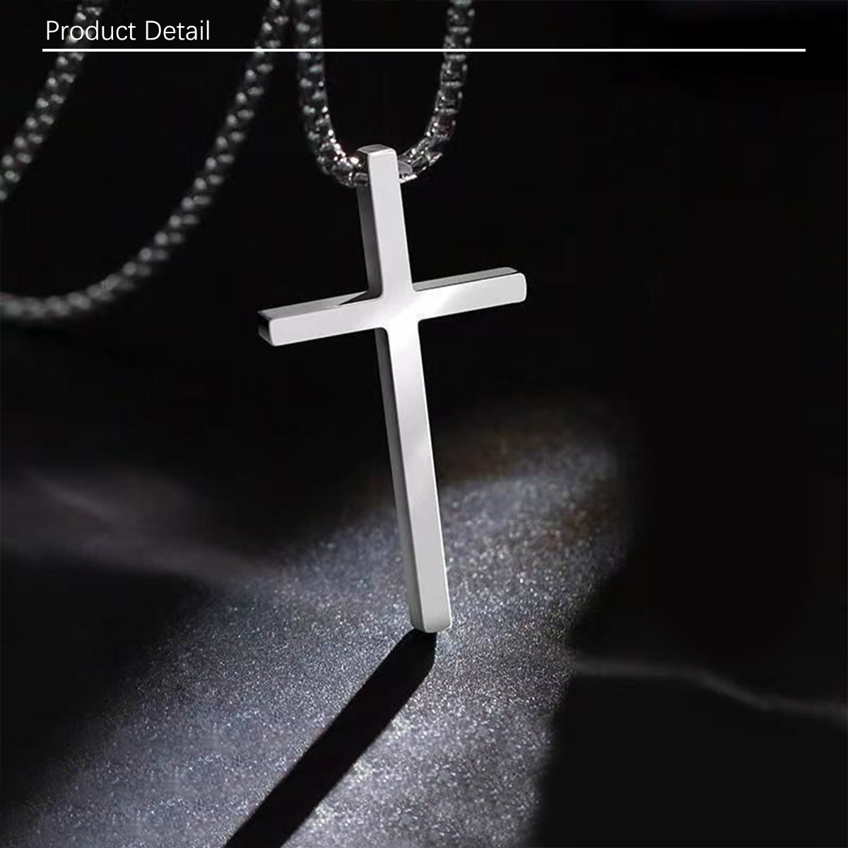 1pc American style new titanium steel cross necklace for men's fashion, versatile stainless steel cross pendant, sweater chain accessory