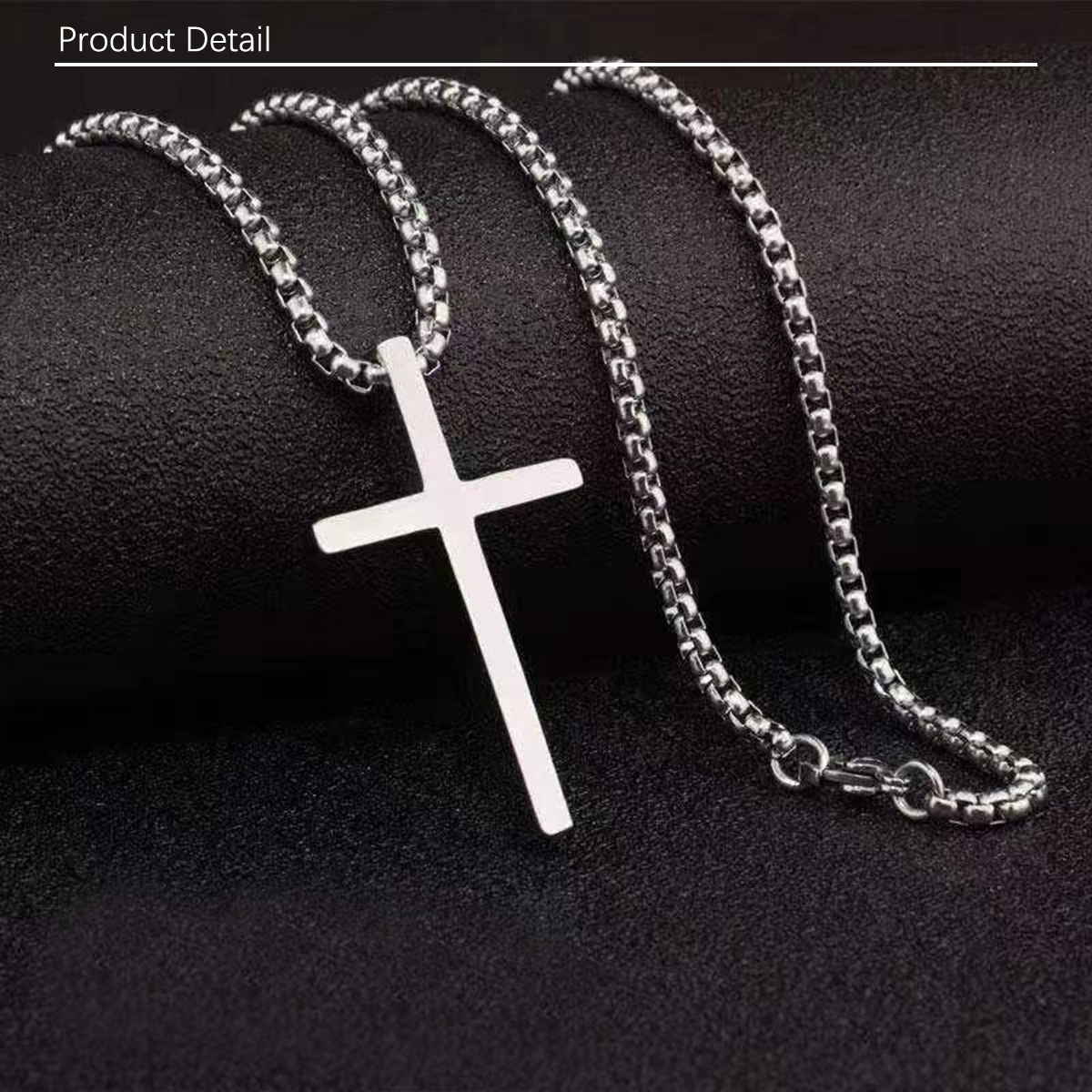1pc American style new titanium steel cross necklace for men's fashion, versatile stainless steel cross pendant, sweater chain accessory