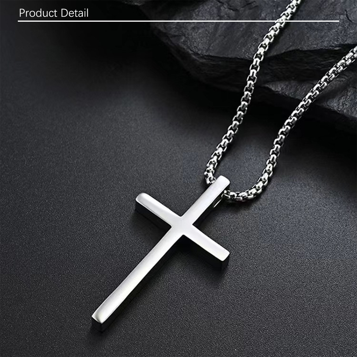 1pc American style new titanium steel cross necklace for men's fashion, versatile stainless steel cross pendant, sweater chain accessory