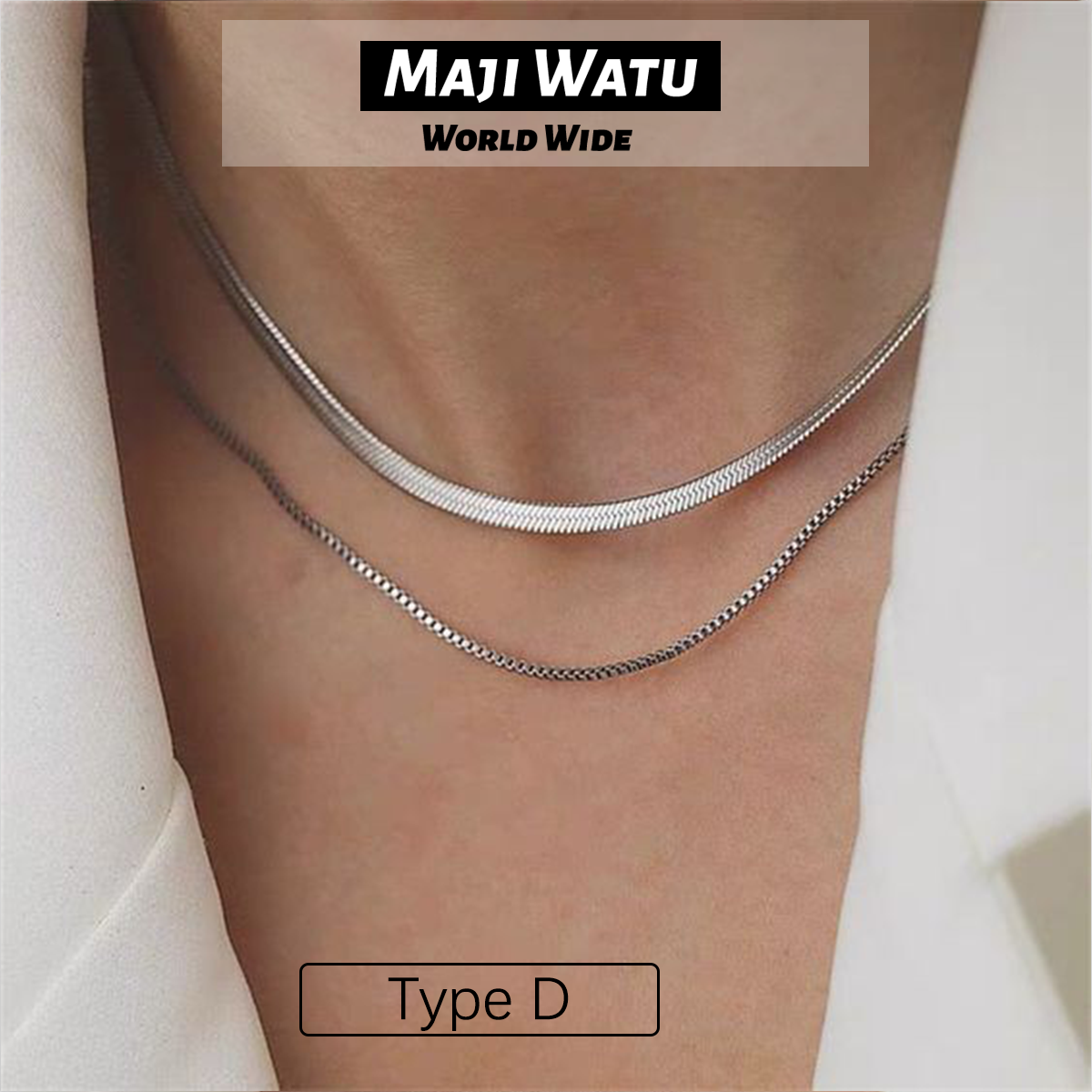 1pc European and American double-layer stacked snake bone chain necklace for women, with a high-end feel and a light luxury niche retro gold necklace
