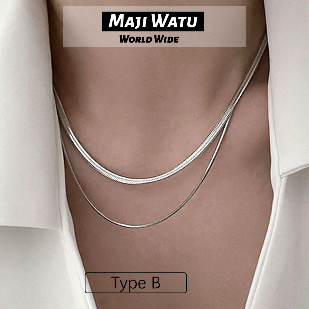 1pc European and American double-layer stacked snake bone chain necklace for women, with a high-end feel and a light luxury niche retro gold necklace